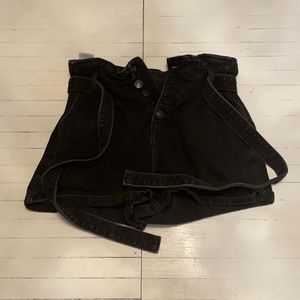 Black jean tie shorts